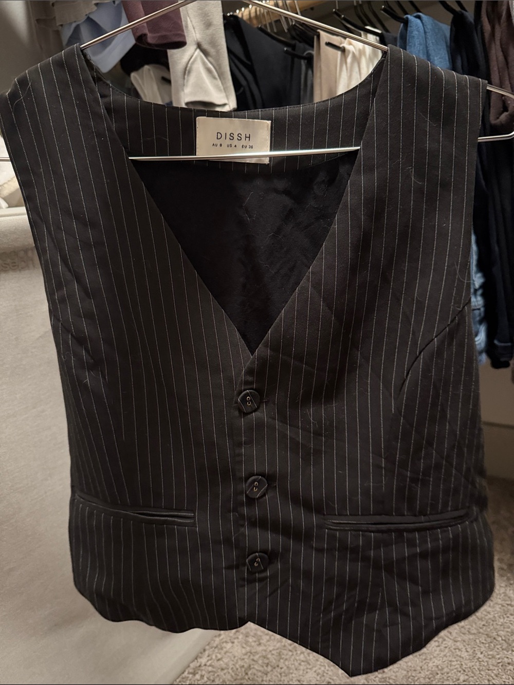 DISSH Black Pinstripe Vest
